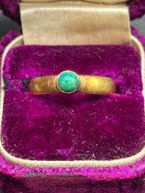 Antique Victorian 22k Gold Ring Birmingham 1861 Turquoise Alabaster & Wilson